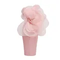 Close-up of elegant pink party dress with oversized layered 3D organza flower detail - XS / Dresses / Peach