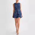 Stylish women's summer two-piece denim set featuring sleeveless vest and high waist shorts - S / Top And Bottom