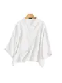 Camicia bianca in lino con bottoni, spalle scese e colletto a rever da donna - Taglia S / Top / Bianco