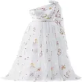 Elegant one-shoulder white floral evening gown, slim fit maxi dress for prom and gala events - US16 / Dresses / White (One Shoulder)