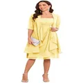 Elegant yellow strapless evening party dress with matching short sleeve shrug for women - US16 / Set / Yellow