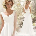 Elegant white lace A-line wedding dress with backless design for bridal photography - XS / Dresses / Pure White