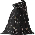 Elegantes, schulterfreies schwarzes Abendkleid mit bunten floralen Stickmuster-Details - US16 / Kleider / Schwarz (Einseitig Schulterfrei)