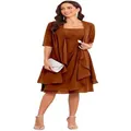 Elegant rust brown tube top evening dress with matching shawl set for formal parties - US16 / Set / Burnt Orange