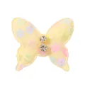 Pince à cheveux papillon en dentelle jaune avec paillettes colorées et strass brillants - Jaune