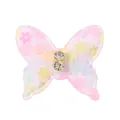 Accessoire cheveux papillon en dentelle rose avec paillettes colorées et strass. - Rose