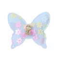 Joli accessoire cheveux papillon en résille de dentelle bleue avec paillettes et strass - Bleu clair