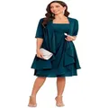 Elegant dark teal tube top evening gown with matching shawl for special occasions - US16 / Set / Malachite green