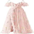 Elegant pink floral off-shoulder maxi dress with ruffle detail for evening gala events - US16 / Dresses / Peacock Pink