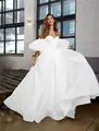 Elegant white off-the-shoulder bridal gown with romantic puff sleeves for party events - US0(XS) / Dresses / Pure White