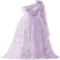 Elegant ein schultriges Abendkleid in Lavendel mit Blumenstickerei und Tüll - US16 / Kleider / Helllila (Einseitig Schulterfrei)