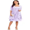 Elegant lavender two-piece evening dress featuring strapless gown and a matching shawl. - US16 / Set / Lavender