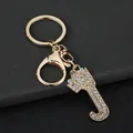 Elegant gold crown letter J keychain pendant with sparkling rhinestones for handbag decor - Letter J Decoration (YJ—310) / Gold