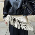 Chic beige fringed wrap skirt with irregular hem for casual spring and summer style - S / Beige