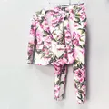 Elegant floral print blazer and trousers two-piece suit set for women's casual office wear - S / Top And Bottom / Rainbow