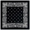 Detailansicht des schwarz-weißen Blumenmusters auf einem 54x54 cm großen Baumwoll-Bandana - 55cm / Schwarz Kleine Blume