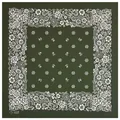 Grünes quadratisches Baumwoll-Bandana-Kopftuch mit aufwendigem weißem Blumenmuster - 55cm / Armeegrün Floral