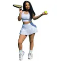 Ensemble de sport blanc pour femme avec débardeur ajusté et jupe plissée tennis - XS / Haut Et Bas / Blanc