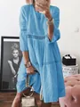 Detailed view of the sky blue dress featuring intricate lace and hollow embroidery. - 4XL / Dresses / Light Blue