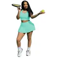 Ensemble de sport 2 pièces vert menthe avec débardeur court et jupe-short de tennis - Bleu lac