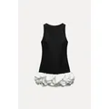 Elegant black sleeveless mini dress featuring a voluminous white ruffled hem for a chic look - XS / Dress (XX052 10720123) / Black and White