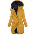 Gele dames winterparka met warme donkere faux fur voering en capuchon detail - S / Tops / Oranje