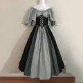 Detail of medieval renaissance dress with laced corset waist and bell sleeves - S / Dresses / Light Gray