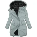 Detailweergave van de warme winterjas voor dames met een zachte zwarte fleecevoering - Grijs