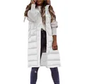 Gilet imbottito bianco lungo da donna con un design casual senza maniche alla moda - Bianco