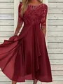Bordeauxrode avondjurk met kant en chiffon voor bruidsmeisjes, elegant ontwerp - Bordeauxrood