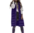 Elegante gilet lungo imbottito senza maniche con cappuccio viola scuro donna - Viola