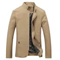 Men's slim fit khaki casual stand collar jacket featuring retro paisley lining design - M / Tops / Khaki