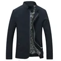 Men's stylish slim fit stand collar casual jacket with decorative paisley pattern lining - M / Tops / Navy Blue