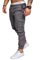 Men's slim fit gray cargo jogger pants with multiple pockets and woven fabric details - M / Bottoms / Gray