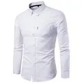 Professional view of a white men's Oxford shirt with button-down collar and chest pocket - 38（M） / Tops / White