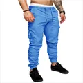 Blaue Cargo-Jogginghose für Herren mit praktischen Taschen und elastischem Kordelzugband - 3XL / Unterteile / Seeblau