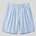 Lichtblauwe ademende linnen korte broek voor heren, losse pasvorm casual zomerstijl - S / Hemelsblauw