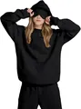 Unisex μαύρο σετ φούτερ με κουκούλα και παντελόνι με την ενσωματωμένη μάσκα ύπνου - S / Tops / Μαύρο