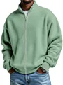 Giacca sportiva da uomo in maglia a nido d'ape con zip e collo alto in verde salvia - Verde chiaro