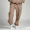 Casual unisex oversized tan sweatpants with side zip pocket for autumn and winter - S / Bottoms / Khaki