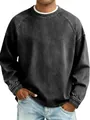 Detail shot showing the texture of vintage distressed charcoal grey oversized sweatshirt - Black