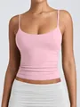 Detail of pink women's camisole with adjustable spaghetti straps and scoop neck - XS / Tops / Pink
