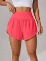 Pantaloncini da yoga rosa a vita alta ad asciugatura rapida per donna - Rosso