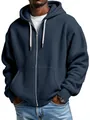 Dettaglio ravvicinato della felpa con cappuccio e zip da uomo in maglia a nido d'ape - Blu navy