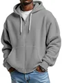 Macro detail of grey waffle knit fabric on a stylish men's zip-up hooded jacket - S / Tops / Gray