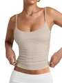 Women's beige scoop neck camisole with adjustable spaghetti straps, slim fit summer top - XS / Tops / Beige