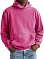 Detail of men's vintage wash pink hooded sweatshirt showing the soft cotton fabric texture - M / Tops / Rose Red
