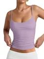 Lavender women's low scoop neck camisole with adjustable thin spaghetti straps - XS / Tops / Light Purple