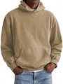 Men's vintage washed pure cotton hoodie in khaki color with a casual oversized street fit. - 3XL / Tops / Khaki