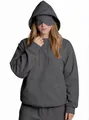 Sudadera con capucha de viaje gris oscuro para mujer con antifaz incorporado - S / Tops / Gris